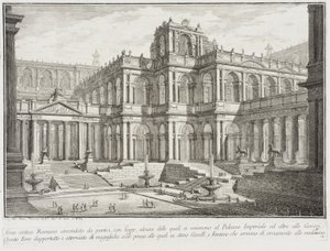 Gammelt forum omgitt av portikoer, ca. 1743 av Giovanni Battista Piranesi