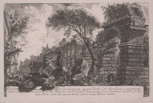 Gammel akvedukt av Acqua Marcia ved bymurene reist av Aurelian av Giovanni Battista Piranesi