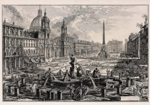 Utsikt over Piazza Navona i Roma (fra: Vedute di Roma) av Giovanni Battista Piranesi