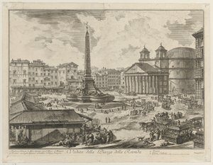 Utsikt over Piazza della Rotonda med Pantheon og obelisken av Giovanni Battista Piranesi