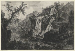 Utsikt over fossen i Tivoli (fra: Vedute di Roma) av Giovanni Battista Piranesi
