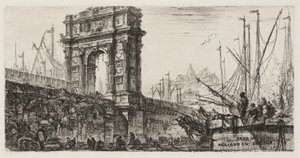 Trajans bue i Ancona, plate 28 fra noen utsikter over triumfbuer og andre monumenter av Giovanni Battista Piranesi