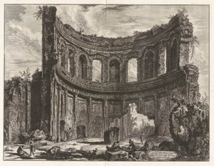 Rester av tempelet som sies å være av Apollo i Hadrian av Giovanni-Battista Piranesi