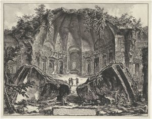 Canopus i de Villa Adriana t og Tivoli Rester av Guds tempel Canopus i Villa Adriana i Tivoli (tittel på objekt) Gezichten op Roma (serietittel) Utsikt over Roma designet og gravert av Giambattista Piranesi-arkitekten Ve (nez) iano (serietittel) av Giovanni Battista Piranesi