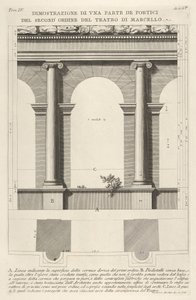 Forhøyning og plan av andreordens portiko ved Theatre of Marcellus Teatro di Marc..., 1756. av Giovanni Battista Piranesi