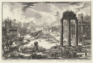 Forum Romanum te Roma Utsikt over Campo Vaccino (tittel på objekt) Gezichten op Roma (serietittel) Utsikt over Roma designet og gravert av Giambattista Piranesi-arkitekten Ve (nez) iano (serietittel) av Giovanni Battista Piranesi