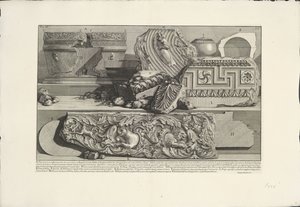 Fragmenter fra graven til Caecilia Metella i Roma Arkeologiske funn i og rundt Roma (serietittel) Le Antichita Romane (serietittel) av Giovanni Battista Piranesi