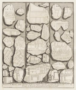 Fragmenter av marmor fra planen til det gamle Roma av Giovanni-Battista Piranesi