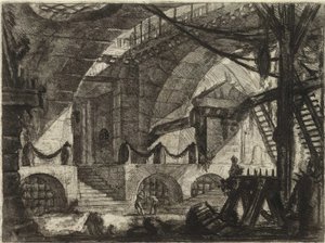 Fra serien The Imaginary Prisons (The Prisons of Invention) av Piranesi, Giovanni Battista (1720-1778). Kobberstikk, ca 1761, privat samling av Giovanni Battista Piranesi