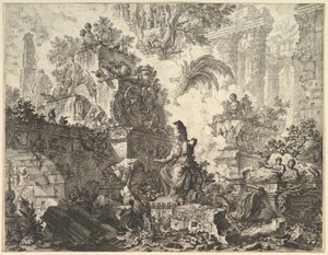 Frontispice, med Statue av Minerva, ca. 1748. av Giovanni Battista Piranesi