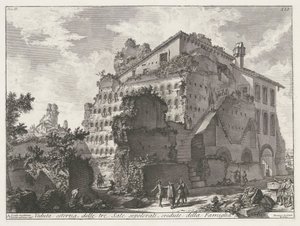 Graftombe van familie van keizer Augustus Utvendig utsikt over de tre gravrommene, antatt å tilhøre Aug.to-familien (tittel på objekt) Archeologische vondsten in en rond Roma (serietittel) Romerske antikviteter (serietittel) av Giovanni Battista Piranesi