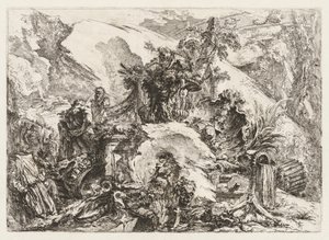 Groteschi: Ruiner med dødens hode og skjelett av Giovanni Battista Piranesi