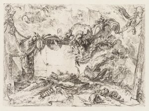 Groteschi: Ruiner med hodeskaller og en røykende vase av Giovanni Battista Piranesi