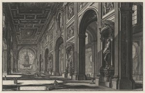 Interiørutsikt over basilikaen San Giovanni in Laterano (fra: Vedute di Roma) av Giovanni Battista Piranesi