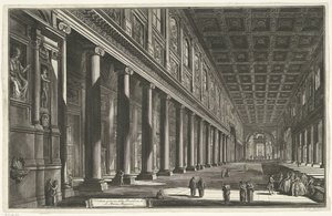 Interieur van de Santa Maria Maggiore te Roma Innvendig utsikt over basilikaen S. Maria Maggiore (tittel på objekt) Gezichten op Roma (serietittel) Utsikt over Roma designet og gravert av Giambattista Piranesi-arkitekten Ve (nez) iano (serietittel) av Giovanni Battista Piranesi