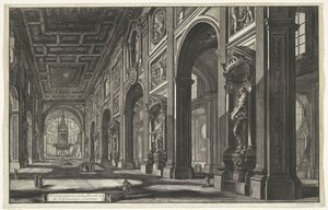 Interieur van de Sint-Jan van Lateranen te Roma Innvendig utsikt over basilikaen S. Giovanni Laterano (tittel på objekt) Gezichten op Roma (serietittel) Utsikt over Roma designet og gravert av Giambattista Piranesi-arkitekten Ve (nez) iano (serietittel) av Giovanni Battista Piranesi