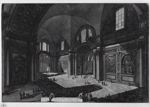 Innenraum der Basilika Santa Maria degli Angeli, ehemalige Bäder des Diokletian, zwischen 1765 und 1775 von Giovanni Battista Piranesi