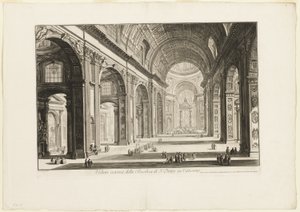 Innvendig utsikt over Peterskirken i Vatikanet, fra Views of Rome av Giovanni-Battista Piranesi