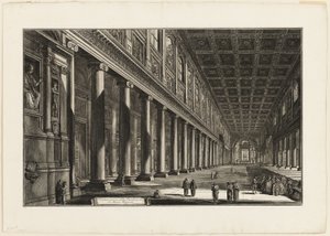 Innvendig utsikt over basilikaen S. Maria Maggiore, fra utsikt over Roma av Giovanni Battista Piranesi