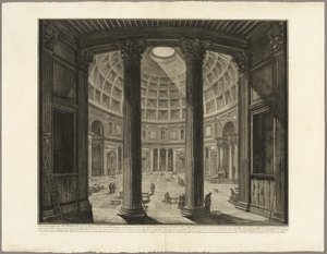 Innvendig utsikt over Pantheon, fra utsikt over Roma av Giovanni Battista Piranesi