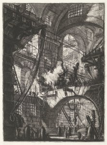 Fangehull med rykende ild Fangehull (serietittel) Carceri d'invenzione (serietittel) av Giovanni Battista Piranesi