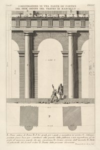 Delvis forhøyning og plan av førsteordens portiko ved Theatre of Marcellus Dimostr..., 1756. av Giovanni Battista Piranesi