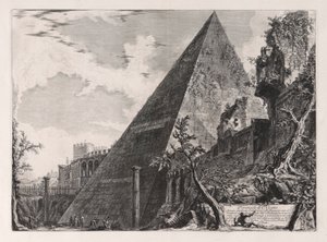 Pyramiden til Gaius Cestius, fra Vedute di Roma (Utsikt over Roma) av Giovanni Battista Piranesi