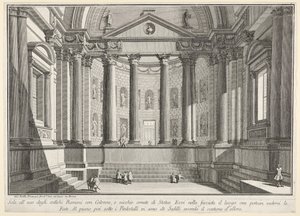 Plate 9: Søylehall etter skikken til de gamle romerne, og nisjer pryder..., 1743. av Giovanni Battista Piranesi