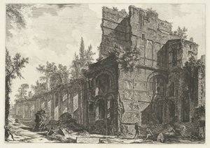 Praetorium i de Villa Adriana t og Tivoli Ruinene av et av Soldatis kvartaler på en av Hadrians eminente fabrikker i hans Villa i Tivoli (tittel på objekt) Gezichten op Roma (serietittel) Utsikt over Roma tegnet og gravert av Gia av Giovanni Battista Piranesi