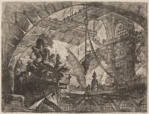 Fanger på en projeksjonsplattform av Giovanni Battista Piranesi