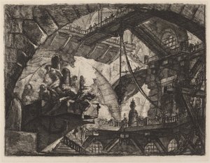 Fanger på en projeksjonsplattform av Giovanni Battista Piranesi