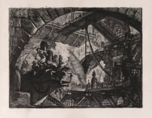 Prisoners on a Projecting Platform, plate 10 fra Carceri d av Giovanni Battista Piranesi