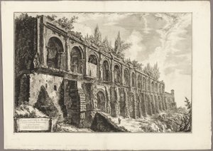Rester av Villa of Maecenas i Tivoli, fra utsikt over Roma av Giovanni-Battista Piranesi