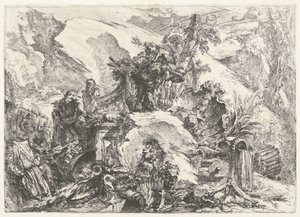Skjeletter og skulpturer Capricci decorativi (tidligere serietittel) Grotteschi (serietittel) av Giovanni Battista Piranesi