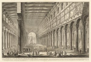 Interiør av basilikaen San Paolo fuori le Mura av Giovanni Battista Piranesi