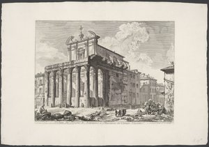 Tempel van Antoninus en Faustina te Roma Utsikt over tempelet til Antoninus og Faustina i Campo Vaccino (tittel på objekt) Gezichten op Roma (serietittel) Utsikt over Roma designet og gravert av Giambattista Piranesi-arkitekten Ve (nez) iano (serietittel) av Giovanni Battista Piranesi