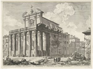 Tempel van Antoninus en Faustina te Roma Utsikt over tempelet til Antoninus og Faustina i Campo Vaccino (tittel på objekt) Gezichten op Roma (serietittel) Utsikt over Roma designet og gravert av Giambattista Piranesi-arkitekten Ve (nez) iano (serietittel) av Giovanni Battista Piranesi