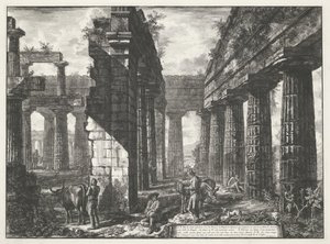 Neptun-tempelet i Paestum Ulik utsikt over restene av tre store bygninger som fortsatt står ved Paestum (serietittel) Différentes vues de quelques restes de trois grands édifices qui subsistent encore dans l