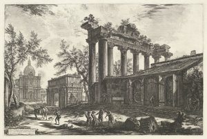 Tempel des Saturn in Rom (Ansichten von Rom) (Vedute di Roma disegnate ed incise da Giambattista Piranesi architetto Veneziano) von Giovanni-Battista Piranesi
