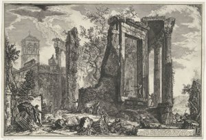 Tempel der Vesta und der Tempel der Tiburtinischen Sibylle in Tivoli von Giovanni-Battista Piranesi