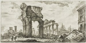 Tempel des Jupiter Tonans [Jupiter der Donnerer]. 1. Tempel der Concordia, Platte 7 aus Einige Ansichten von Triumphbögen und anderen Denkmälern von Giovanni-Battista Piranesi