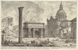 Septimius Severus-buen, med S. Martina-kirken til høyre (Arco di Settimio Severo), fra «Vedute di Roma» av Giovanni Battista Piranesi