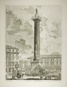 Søylen til Marcus Aurelius, fra utsikt over Roma av Giovanni Battista Piranesi