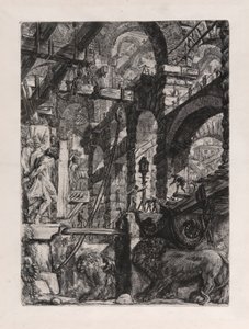 The Lion Bas-Reliefs, plate 5 fra Carceri d av Giovanni-Battista Piranesi