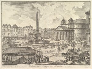 Piazza della Rotonda med Pantheon og obelisken, fra «Vedute di Roma» av Giovanni Battista Piranesi