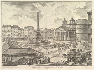 Piazza della Rotonda, med Pantheon og Obelisk Utsikt over Piazza della Rot ..., ca. 1751. av Giovanni Battista Piranesi