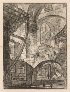 The Prisons: A Perspective of Arches with a Smoking Fire, 1745-1750. av Giovanni Battista Piranesi