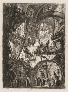 The Prisons: A Perspective of Arches with a Smoking Fire in the Center. av Giovanni Battista Piranesi
