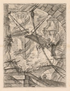 The Prisons: An Enormt interiør med en vindebro, 1745-1750. av Giovanni Battista Piranesi
