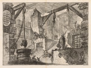 The Prisons: Colonnaded Interiør med en bred trapp av Giovanni Battista Piranesi